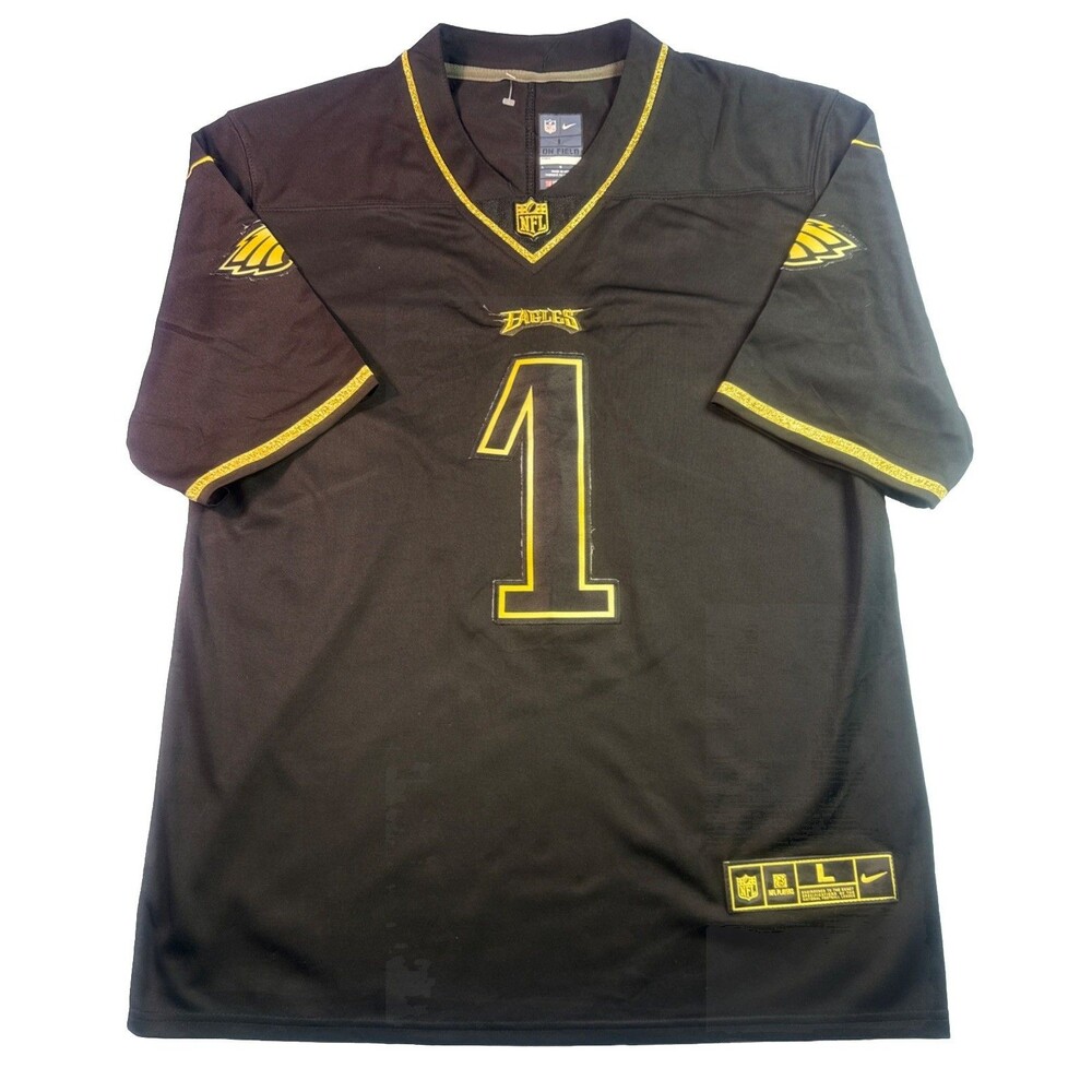 Nike Philadelphia Eagles Jalen Hurts NFL On Field Jersey Size L Black Yellow - Picture 2 of 8
